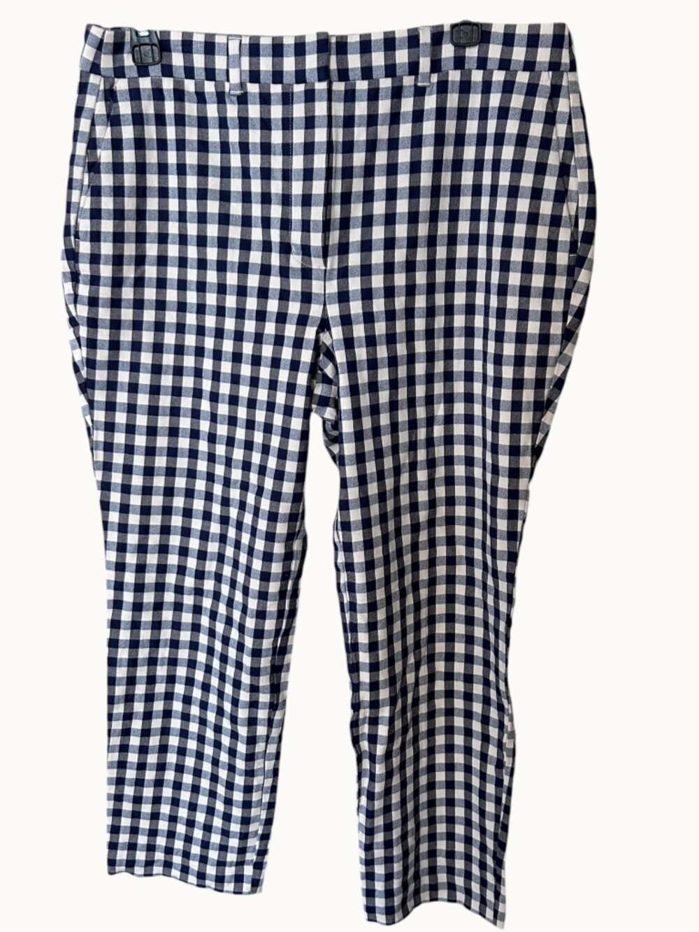 Boden Navy Gingham Cropped Trousers – Size 10P